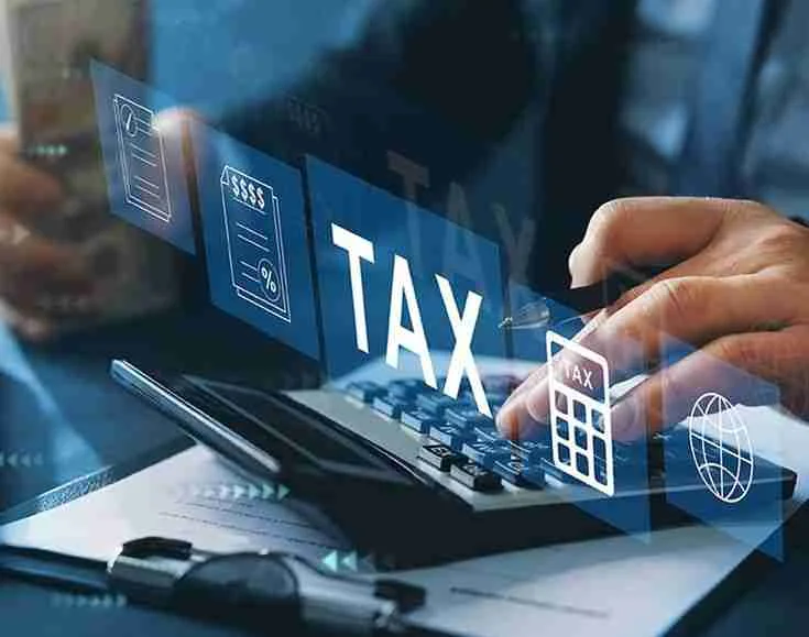 Tax service illustration showing professional business environment